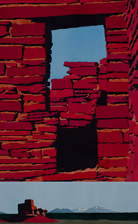 Red Door With Landscape
